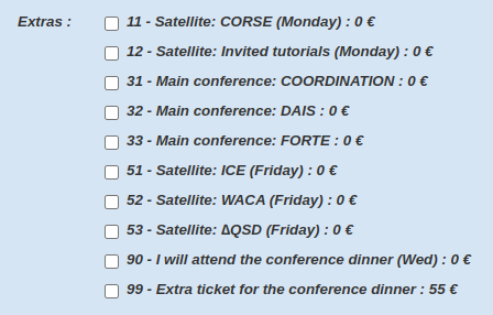 Extras list